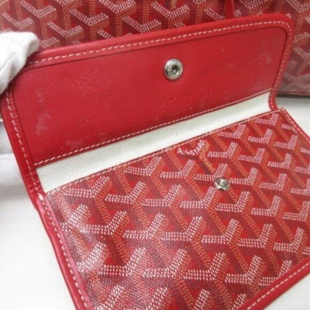 RARE Authentic Goyard Goyardine Saint Louis PM Red Shoulder Tote Bag & Pouch - Picture 11 of 16